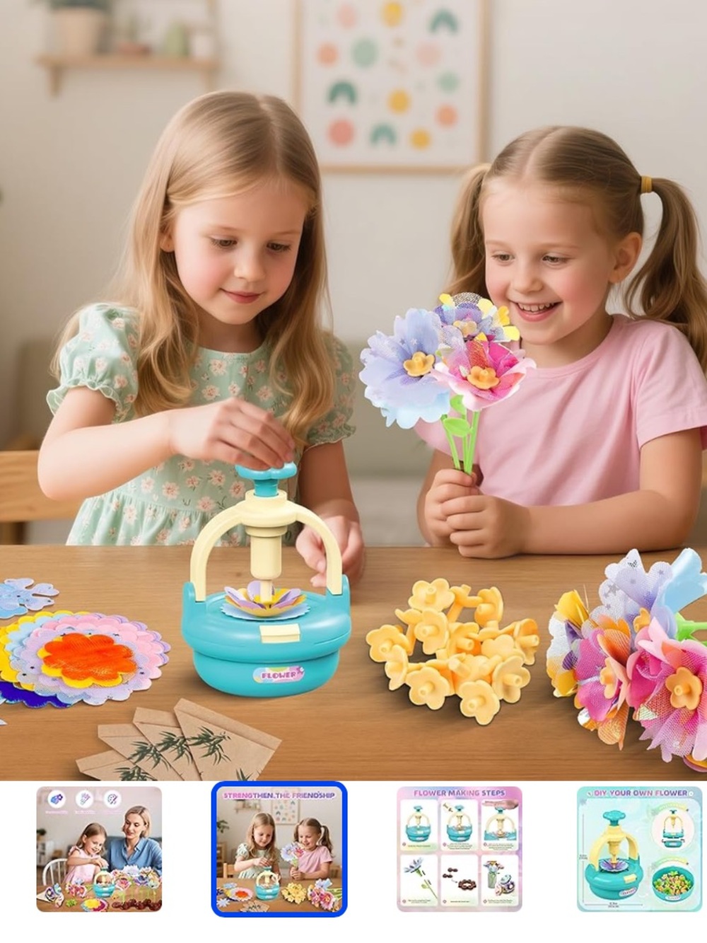 Kids Flower Bouquet Arts & Crafts Kit - Green & Yellow - Picture 3 of 5